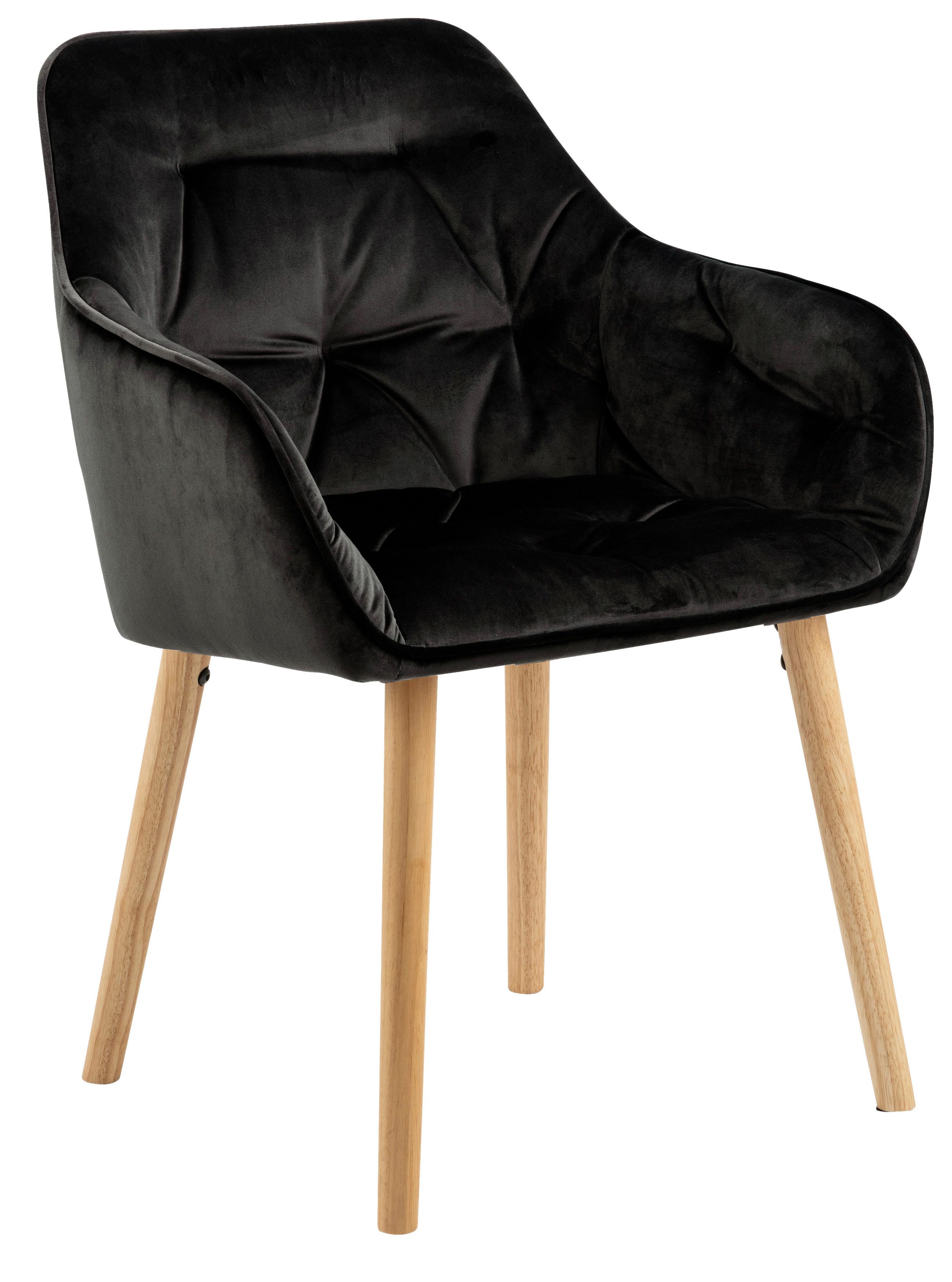Čalouněné Křeslo S Prošíváním Brooke - tmavě hnědá/barvy dubu, Konvenční, kompozitní dřevo/textil (58/83/57cm) - Livetastic