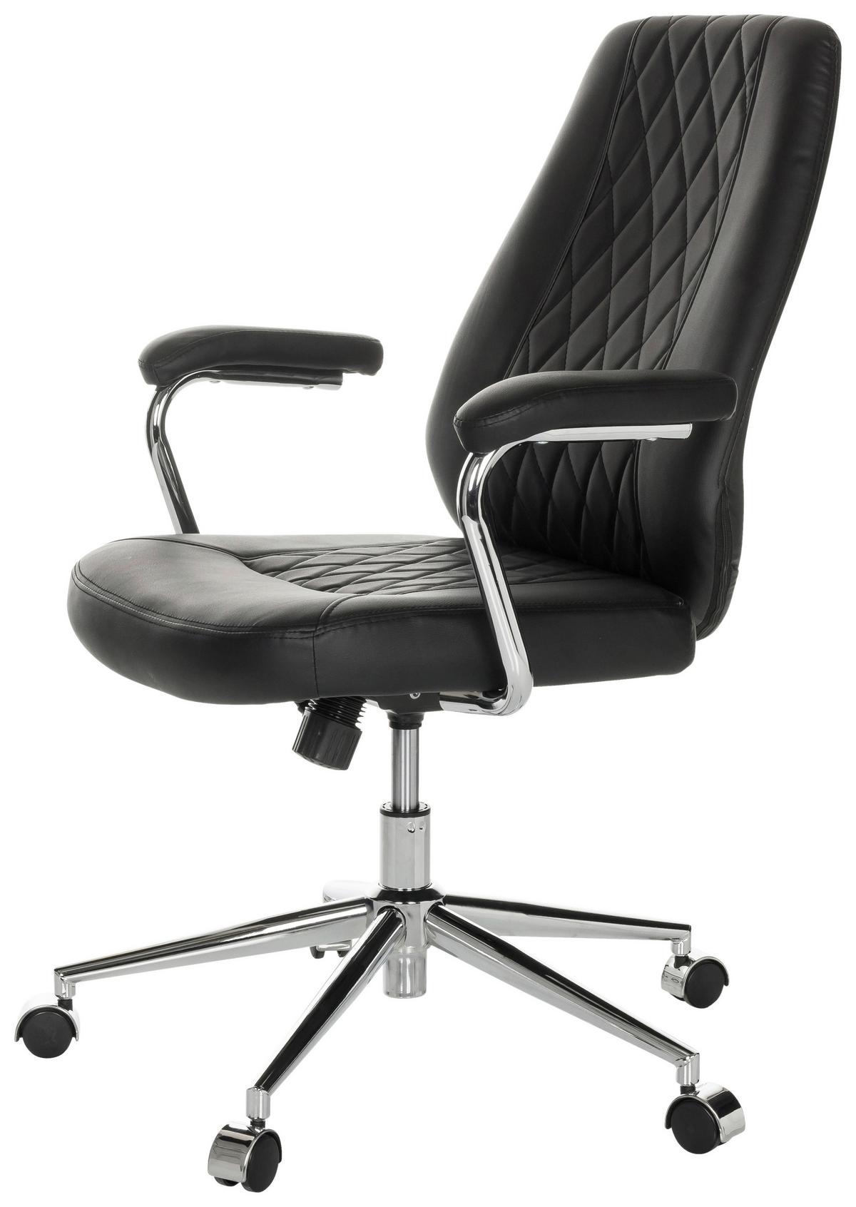 Drehstuhl Theo I - Silberfarben/Schwarz, Basics, Leder/Kunststoff (68/96-103/68cm) - MID.YOU