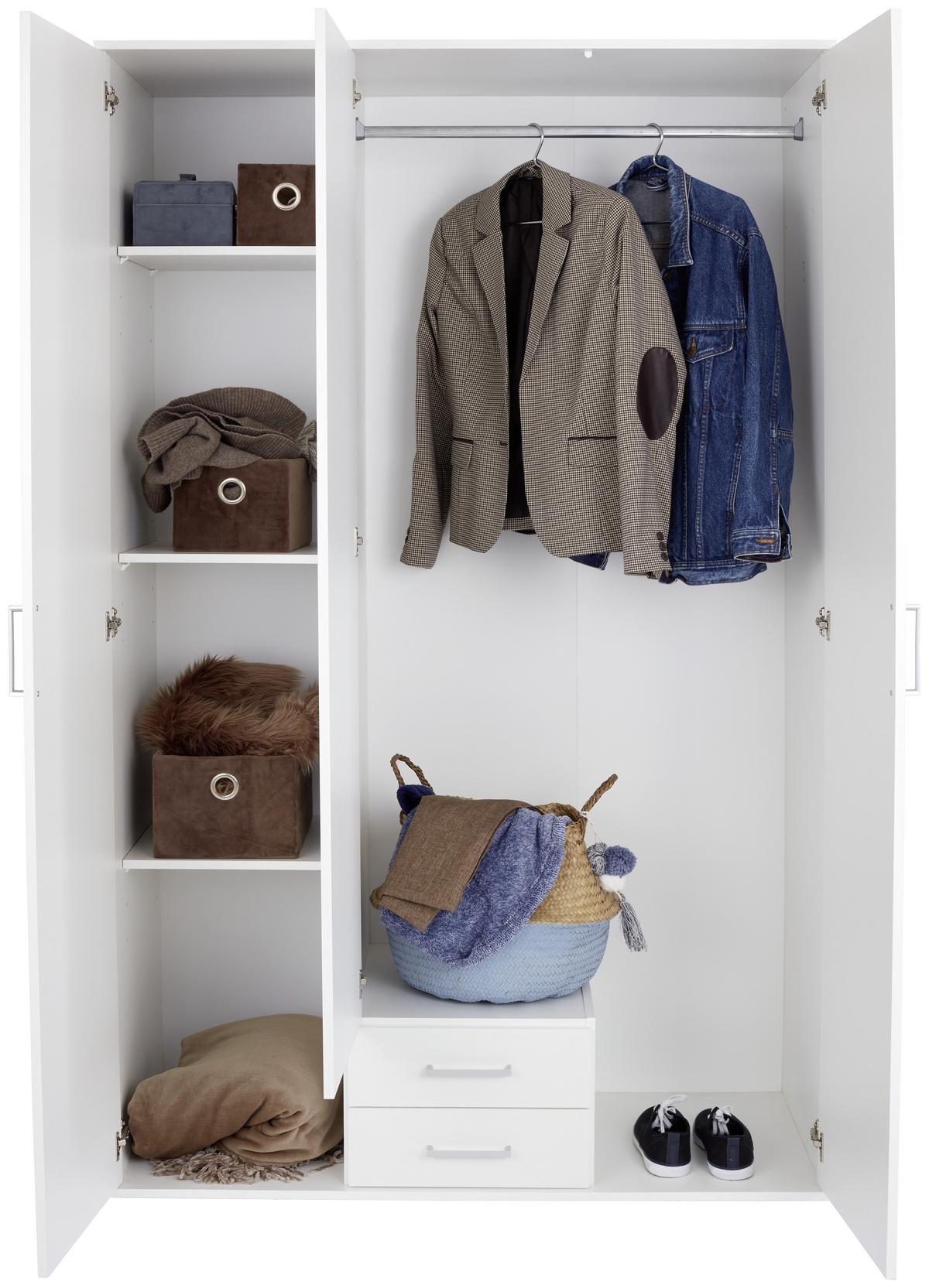Drehtürenschrank Mit Spiegel 120 Cm Paul, Weiß - Eichefarben/Weiß, Basics, Glas/Holzwerkstoff (120/196/55cm)