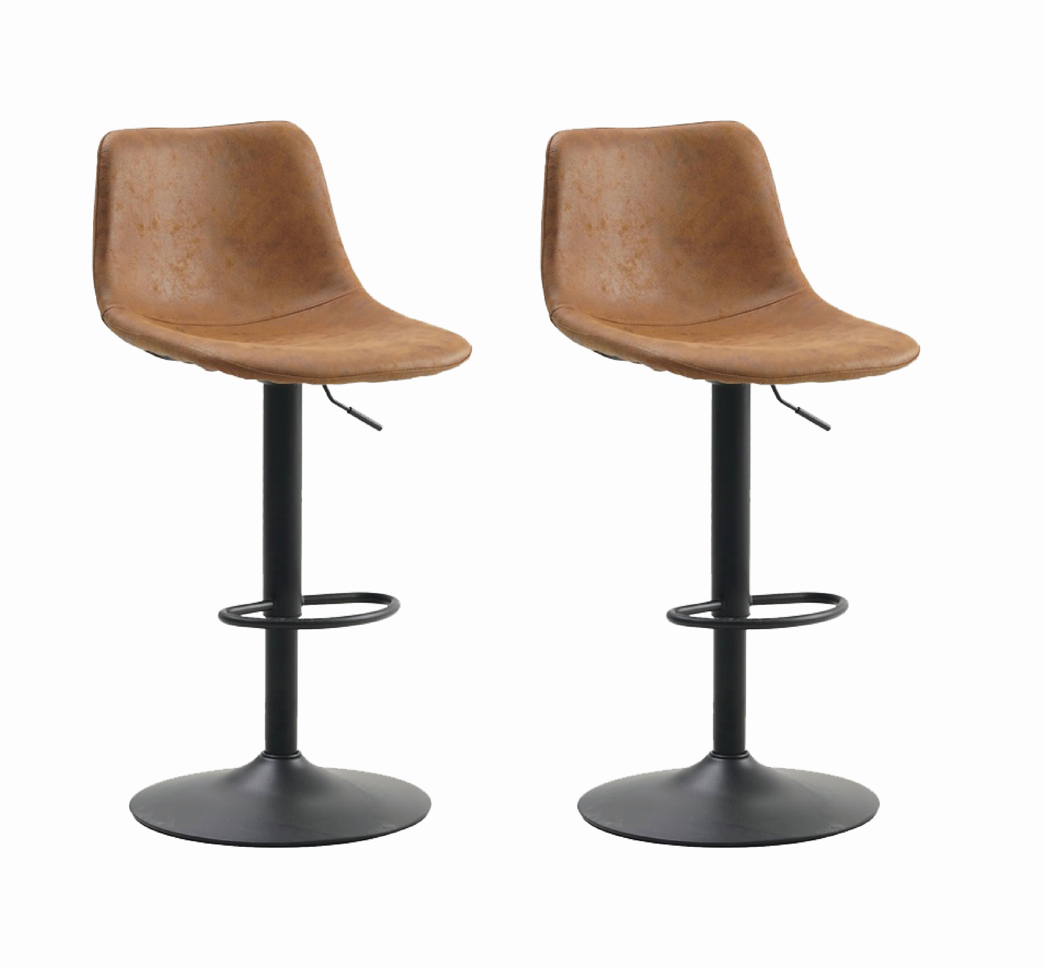 BARHOCKER-SET Glenn Cognac B: 45cm - Cognac/Schwarz, Basics, Textil/Metall (45/90/52cm) - MID.YOU
