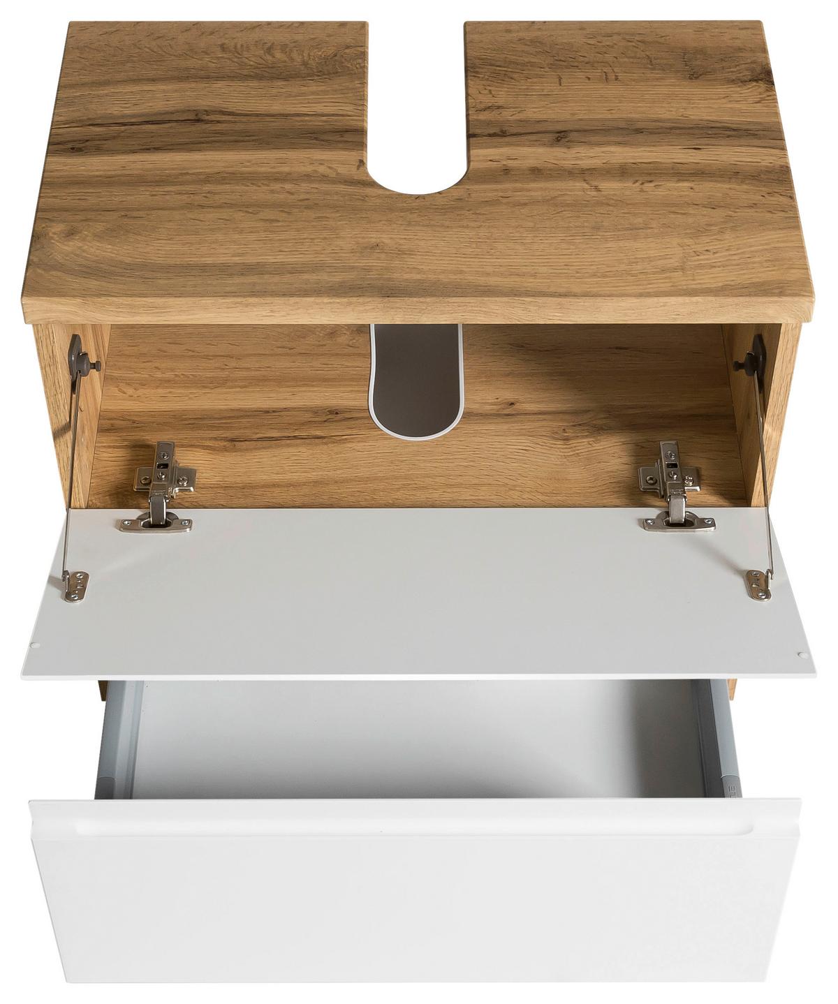 Waschbeckenunterschrank Varese B: 60 cm Wotaneiche Dekor/Weiß - Eiche Wotan/Weiß, MODERN, Holzwerkstoff (60/59/35cm) - Held