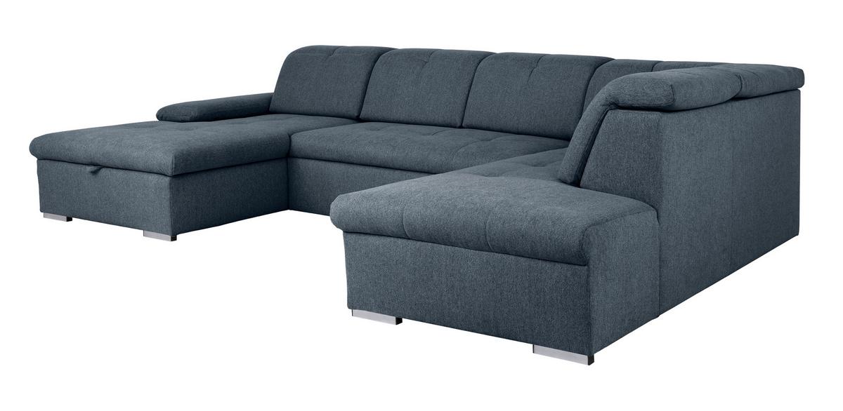 Wohnlandschaft Dunkelblau U: 173x328x215 cm - Dunkelblau/Grau, Design, Textil (173/328/215cm) - MID.YOU