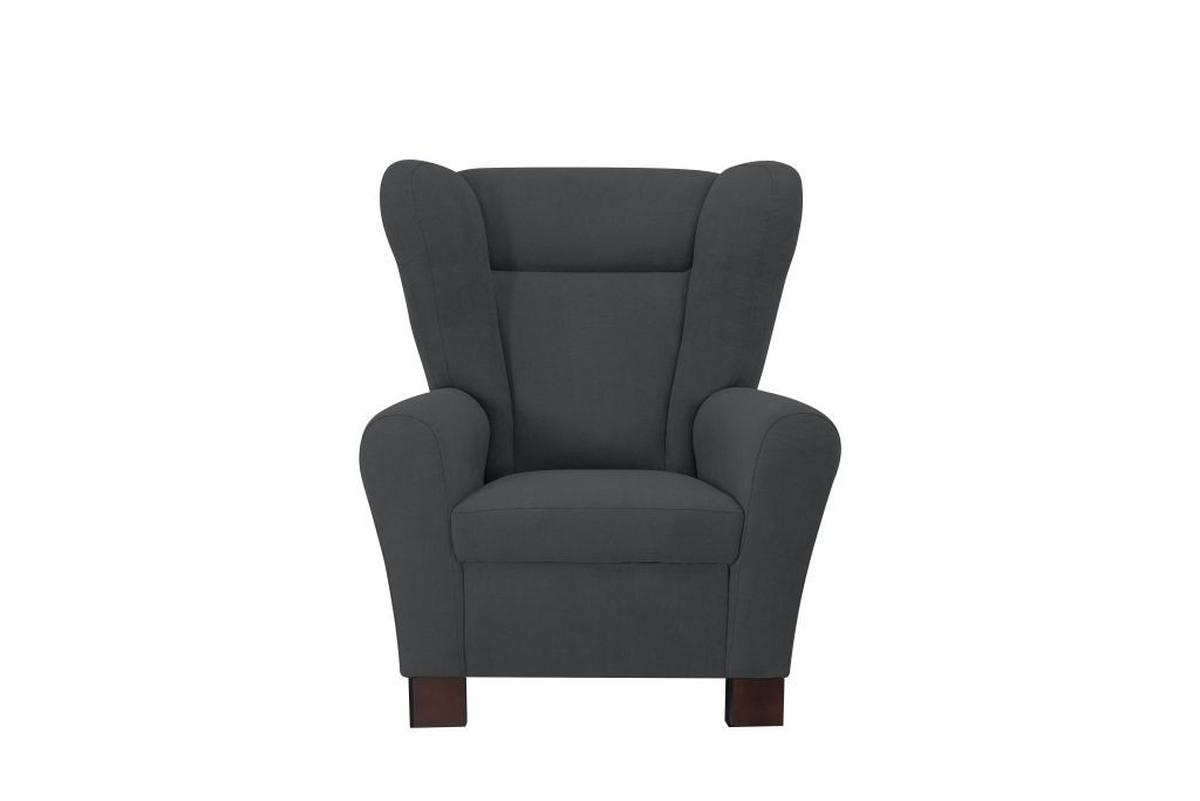 Křeslo ušák CHANDLER, grafitová - barvy grafitu/hnědá, Design, dřevo/kompozitní dřevo (95/109/97cm) - Ondega