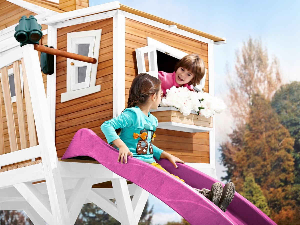 Spielturm A030.150.41 - Lila/Braun, KONVENTIONELL, Holz (432/288/193cm) - Ambia Garden