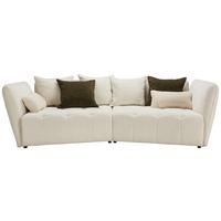 Boxspringová pohovka SOFI, krémová, tmavozelená - čierna/krémová, Modern, textil (294/93/152cm) - Premium Living