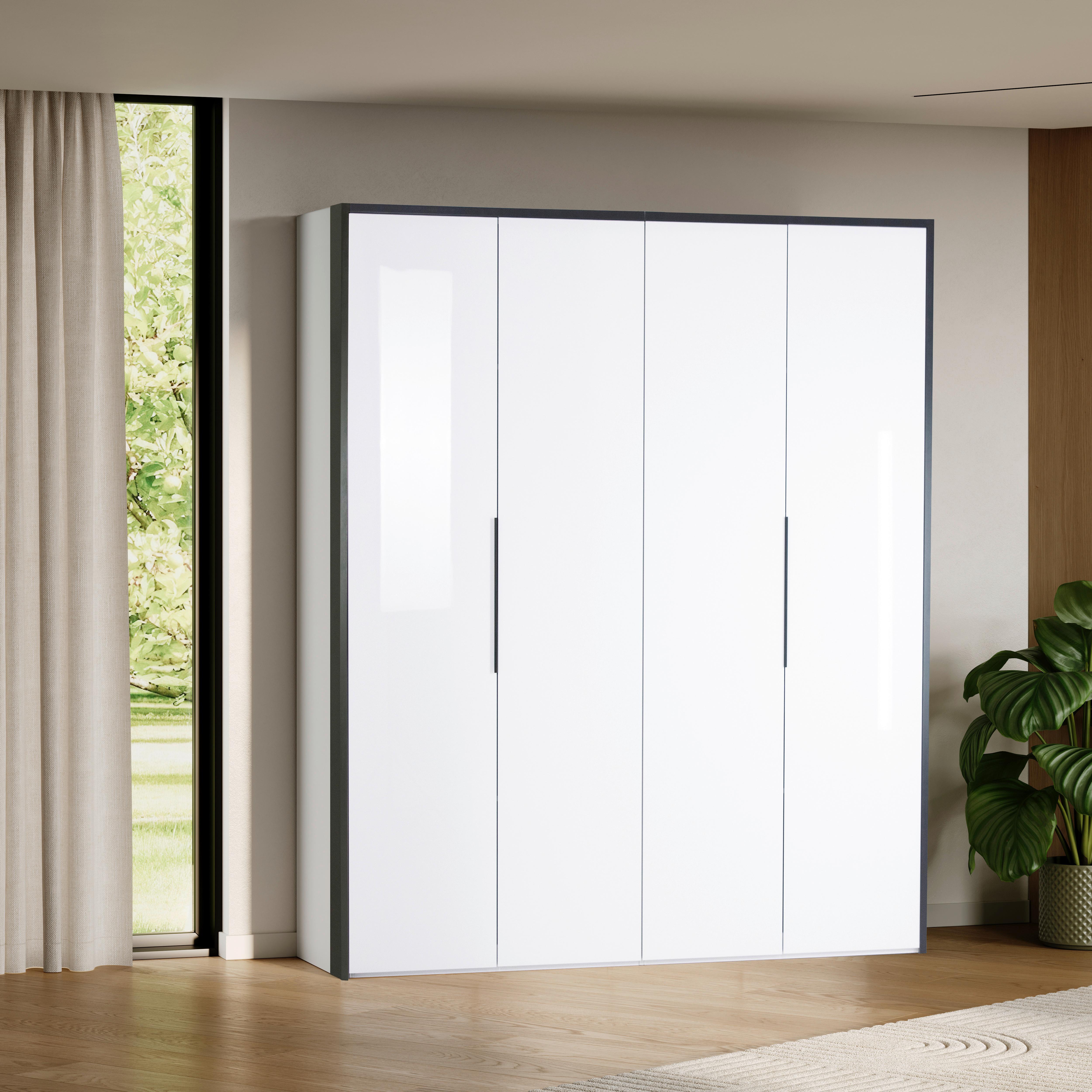 Drehtürenschrank Lucca - Weiß, MODERN, Holzwerkstoff (201/221/60cm)