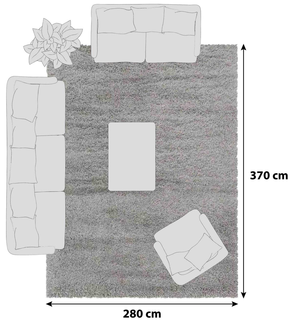 Hochflor Teppich Beige Naturfaser Fluffy 280x370 cm - Beige, Basics, Textil (280/370cm)