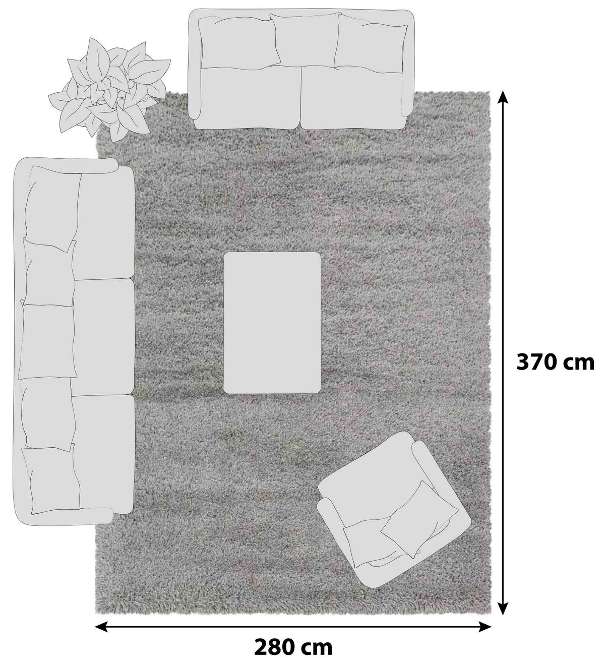 Großer Beige rechteckiger in Hochflorteppich