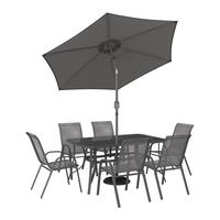 Gartenmöbel Set 8-tlg. Mao Aus Metall/textil/glas - Anthrazit, MODERN, Glas/Textil - Luca Bessoni