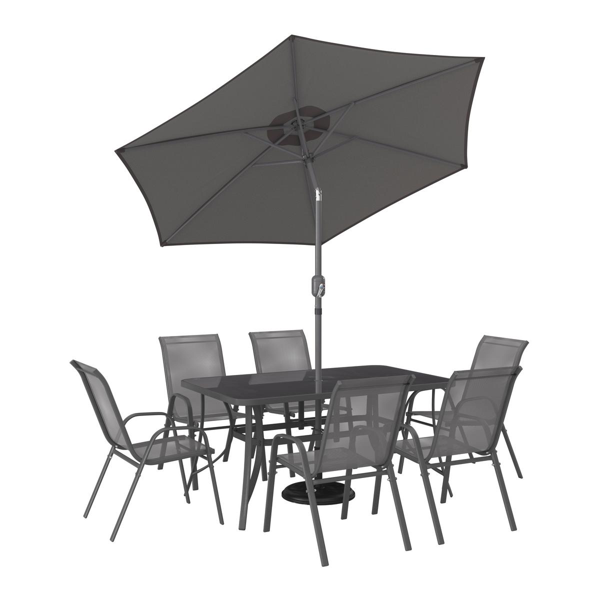 Gartenmöbel Set 8-tlg. Mao Aus Metall/textil/glas - Anthrazit, MODERN, Glas/Textil - Luca Bessoni