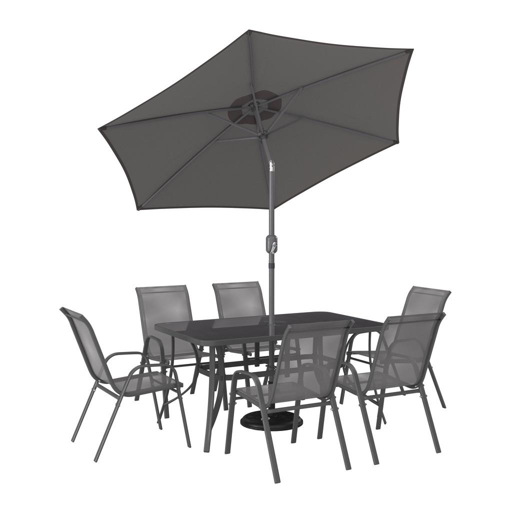 Gartenmöbel Set 8-Tlg. Mao aus Metall/Textil/Glas