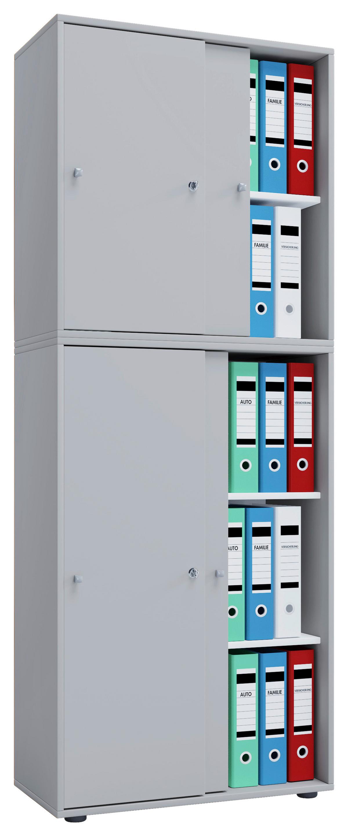 Aktenschrank versperrbar Lona XXL Grau B: 70 cm - Grau, Basics, Holzwerkstoff (70/183/37cm) - MID.YOU