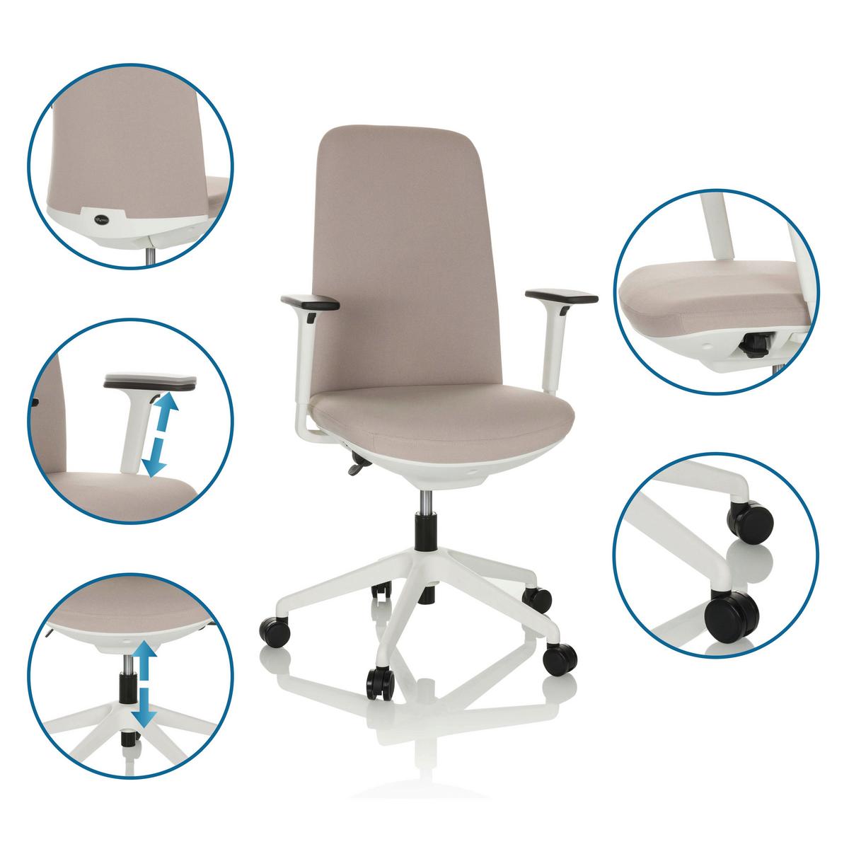 Bürostuhl Nestora Mit Armstützen Beige - Beige/Schwarz, Basics, Kunststoff/Textil (70/103-113/70cm) - MID.YOU