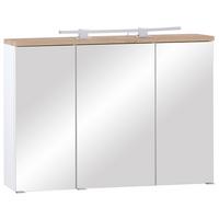 Spiegelschrank Marbella Mit Led 3-Türig 100x70x20 Cm - Weiß, MODERN, Glas/Holzwerkstoff (100/70/20cm)