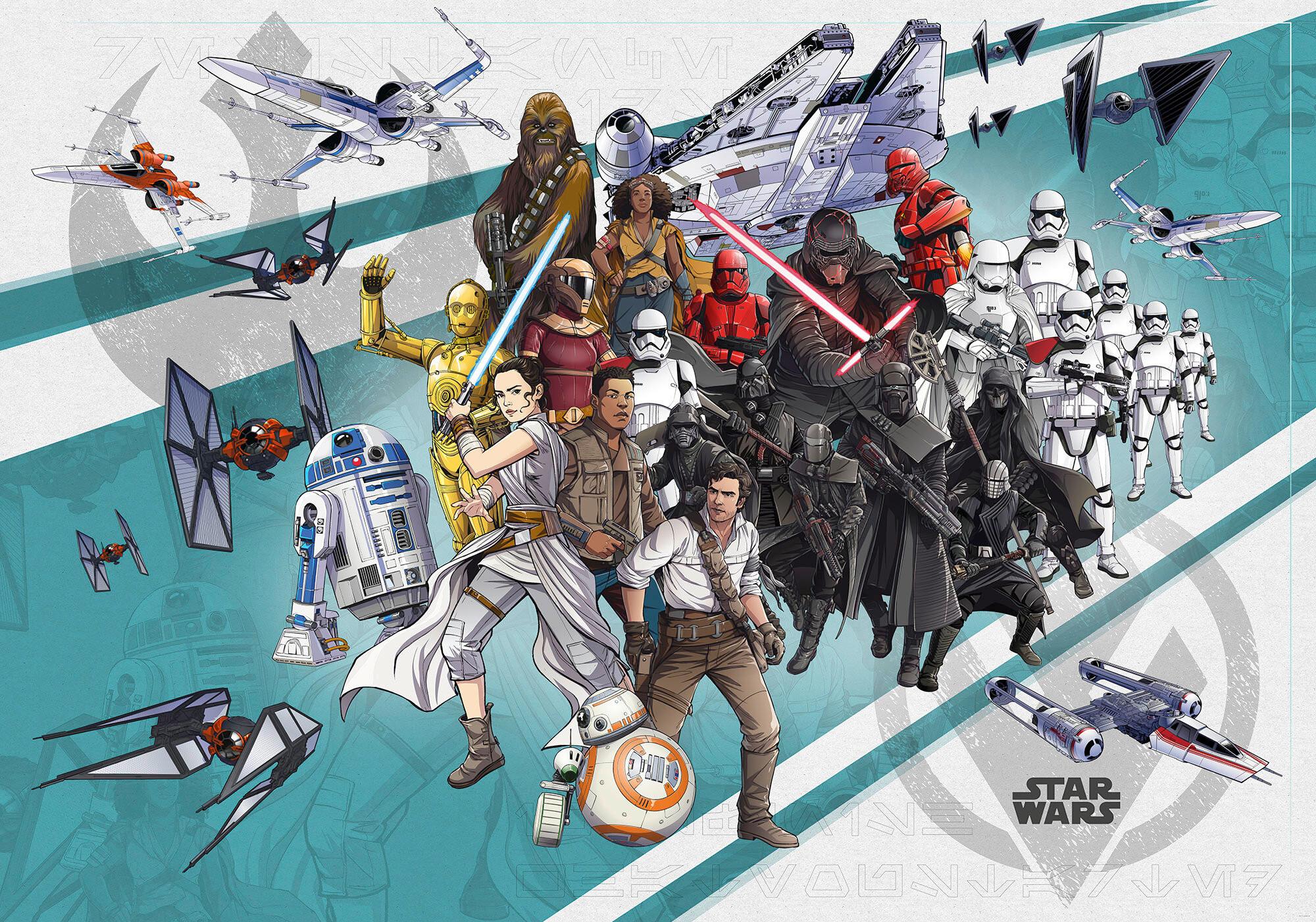 Fototapete Star Wars Cartoon Collage Wide - Multicolor, Trend, Textil (400/280cm)