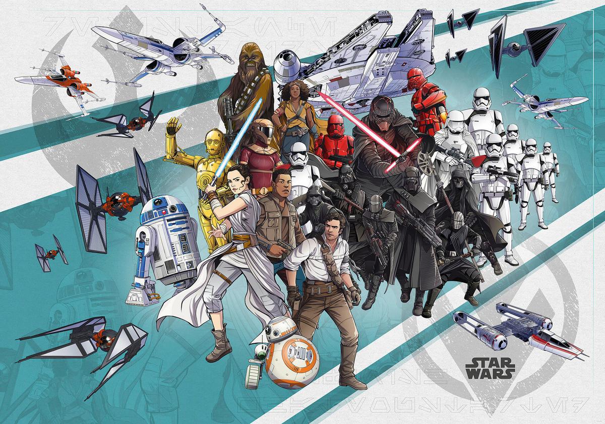 Fototapete Star Wars Cartoon Collage Wide - Multicolor, Trend, Textil (400/280cm)