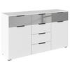 Sideboard Skyla Alpinweiß Grauspiegel - Alufarben/Weiß, MODERN, Glas/Holzwerkstoff (140/81/42cm) - Rauch Möbel