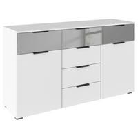 Sideboard Skyla Alpinweiß Grauspiegel - Alufarben/Weiß, MODERN, Glas/Holzwerkstoff (140/81/42cm) - Rauch Möbel