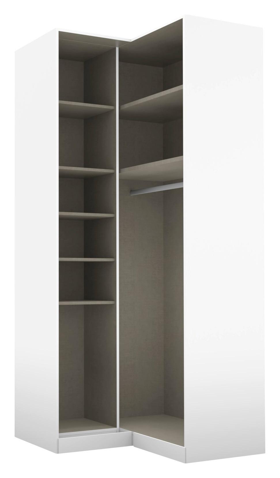 Eckschrank B: 100 Cm Alabama, Weiß - Hellgrau/Weiß, MODERN, Holzwerkstoff (100/229/102cm) - Rauch Möbel