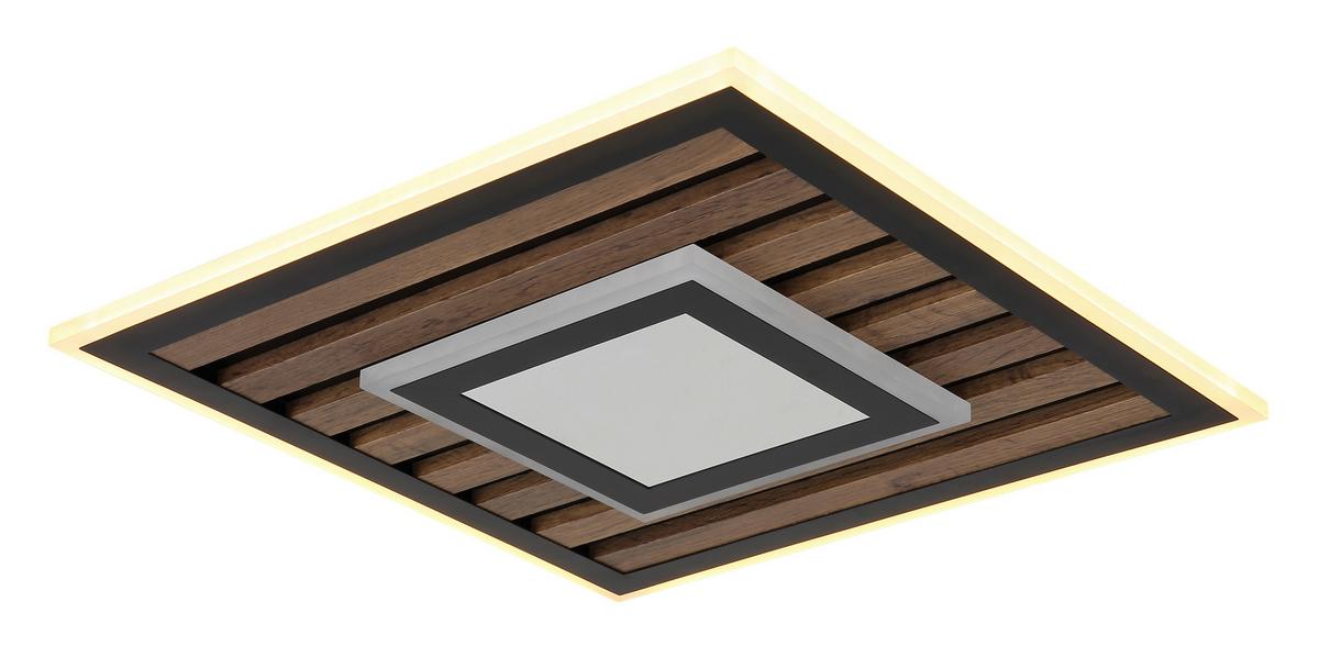 LED-Deckenleuchte Woody Schwarz Weiß Dunkelbraun - Dunkelbraun/Schwarz, Natur, Holzwerkstoff/Kunststoff (40/40/6cm) - Globo