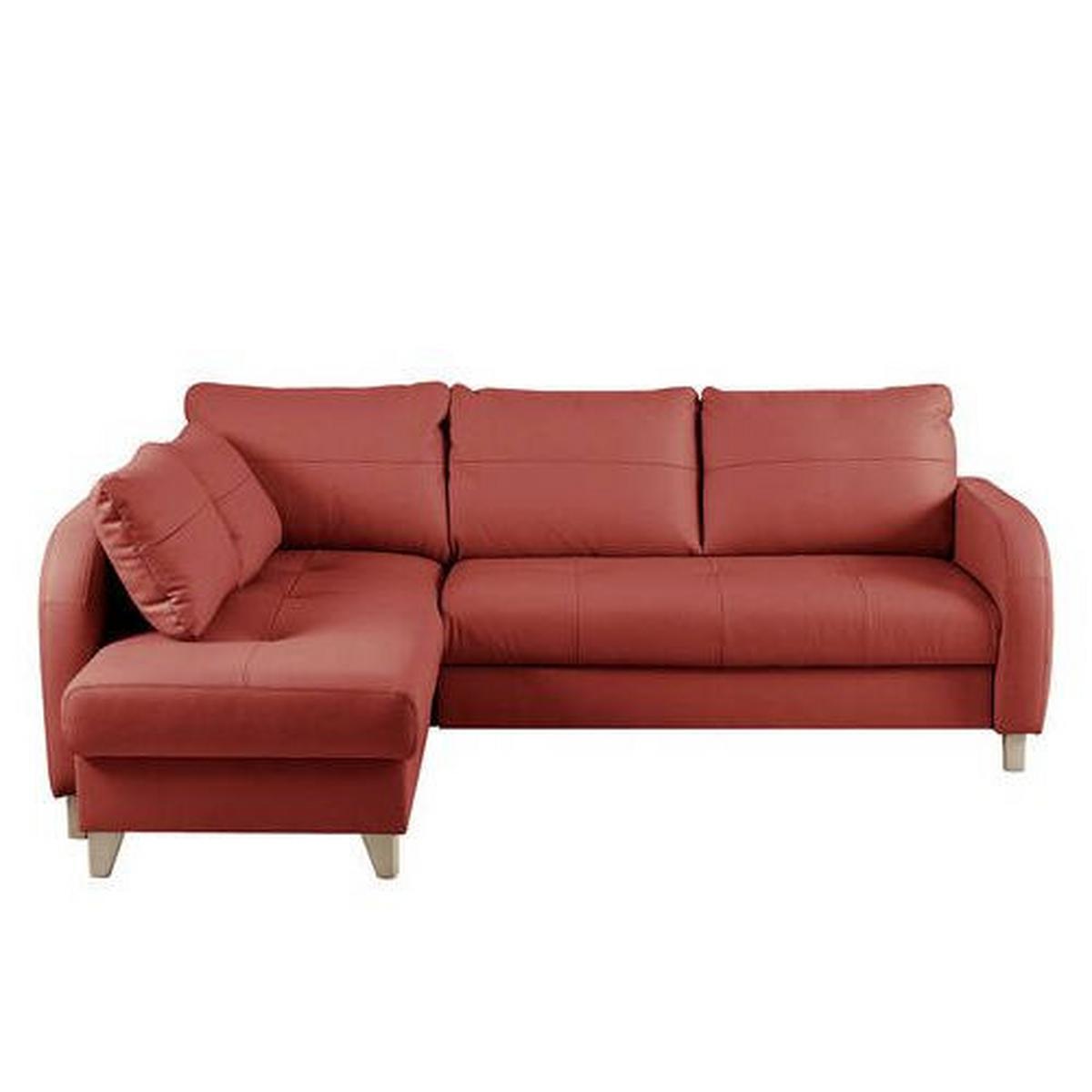 Ecksofa Compact Rot B: 168x227 Cm - Buchefarben/Rot, Design, Leder/Textil (168/227cm) - Livetastic