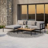 Loungegarnitur 3-Tlg Casablanca Holz/Metall +kissen - Grau/Akaziefarben, MODERN, Holz/Textil (149/99cm) - Beldano