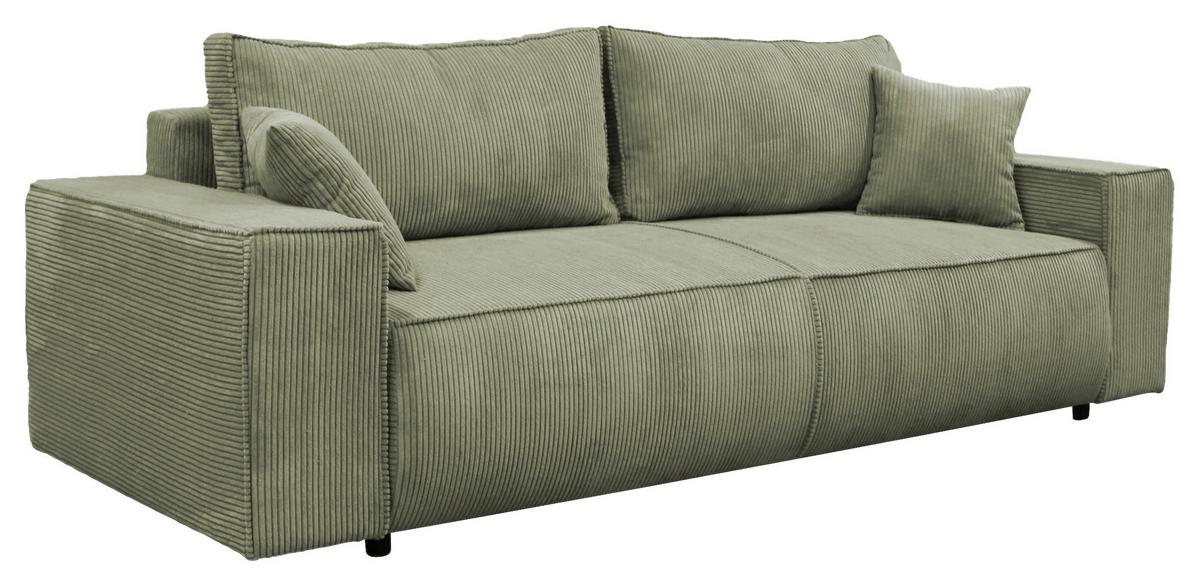 Schlafsofa Loft Hellgrün B: 255cm - Schwarz/Hellgrün, Design, Textil (255/90/97cm) - MID.YOU