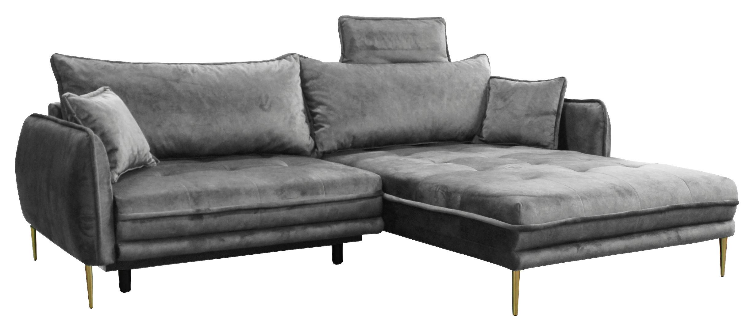 Ecksofa Whisper Grau S: 264x196 cm - Goldfarben/Grau, Design, Textil (264/196cm) - MID.YOU