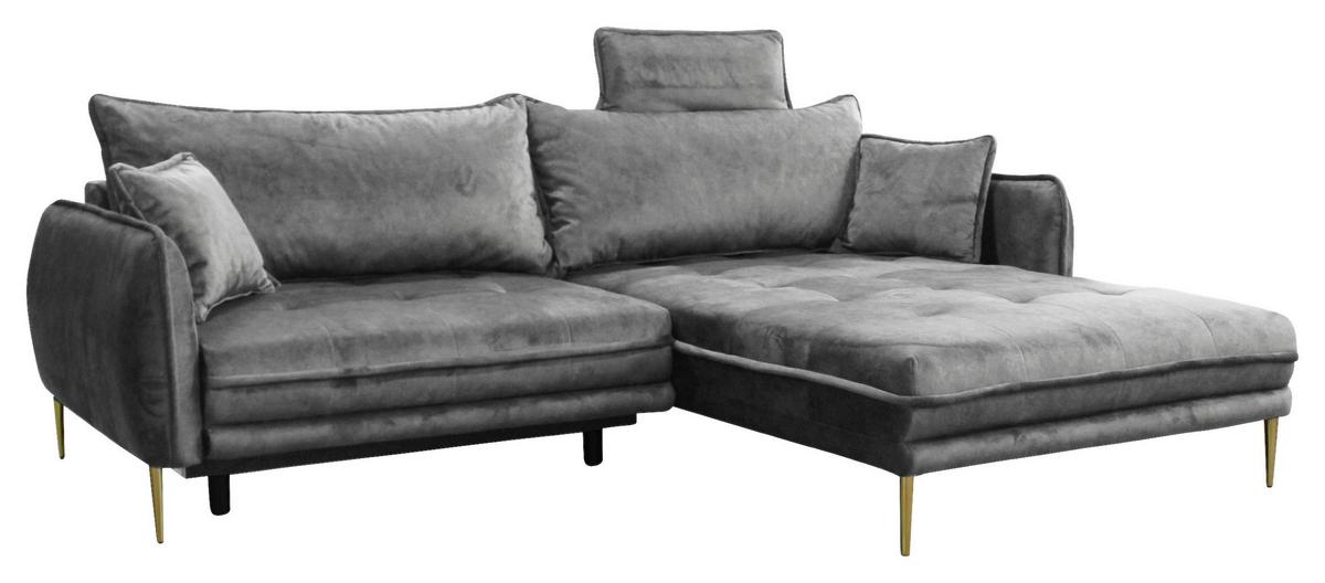 Ecksofa Whisper Grau S: 264x196 cm - Goldfarben/Grau, Design, Textil (264/196cm) - MID.YOU