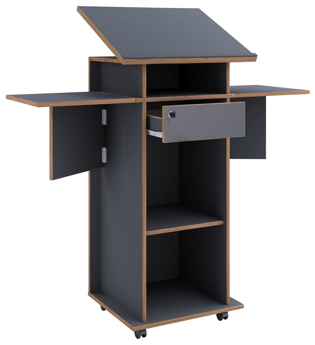 Stehpult Salia Anthrazit, Honigeiche B:123 cm - Honigeiche/Anthrazit, Design, Holzwerkstoff (123/128/44cm) - MID.YOU