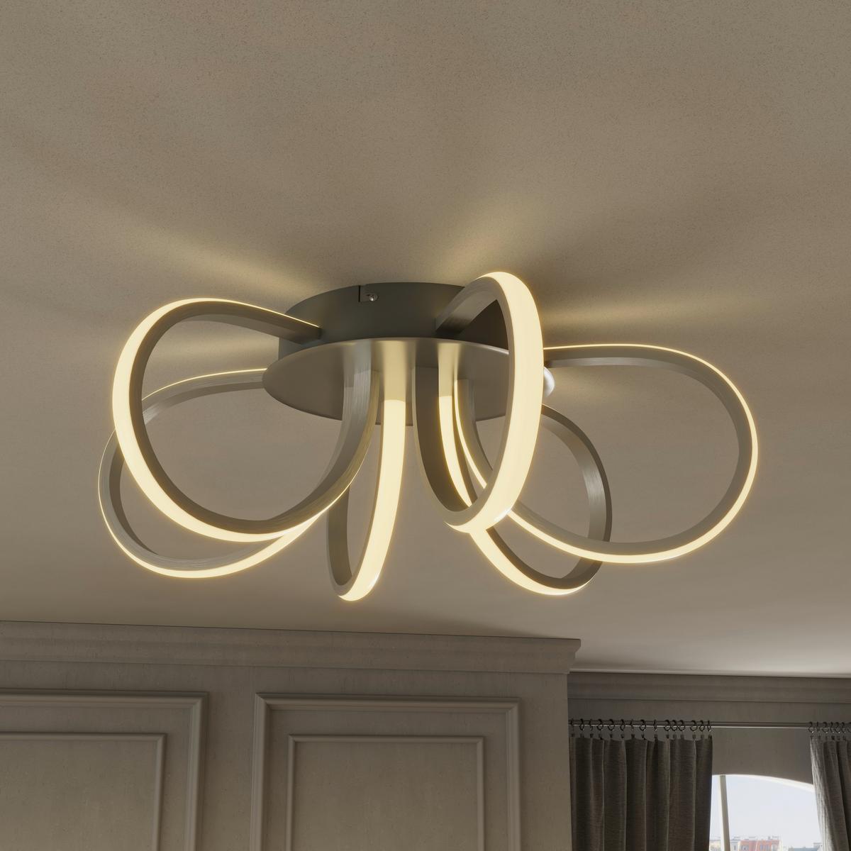 LED-DECKENLEUCHTE CASEY - Silberfarben/Nickelfarben, Basics, Kunststoff/Metall (55l) - Luca Bessoni