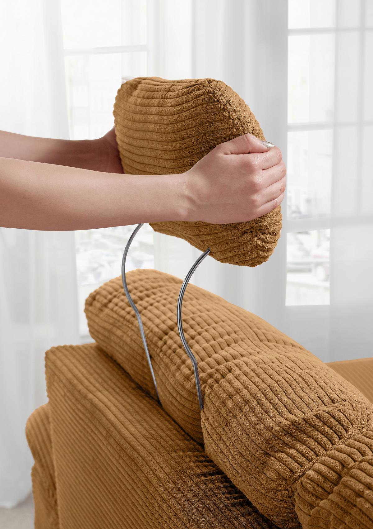 Wohnlandschaft Brizzini mit Schlaffunktion, Goldfarben - Goldfarben/Naturfarben, MODERN, Textil (176/338-352/206cm) - Livetastic