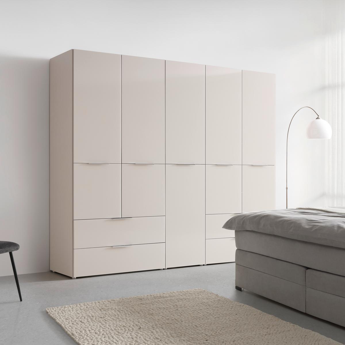 Skriňa s otočnými dverami SIENA, šírka 250 cm - kašmírová/chrómová, Konventionell, kov/kompozitné drevo (250/212/57cm)