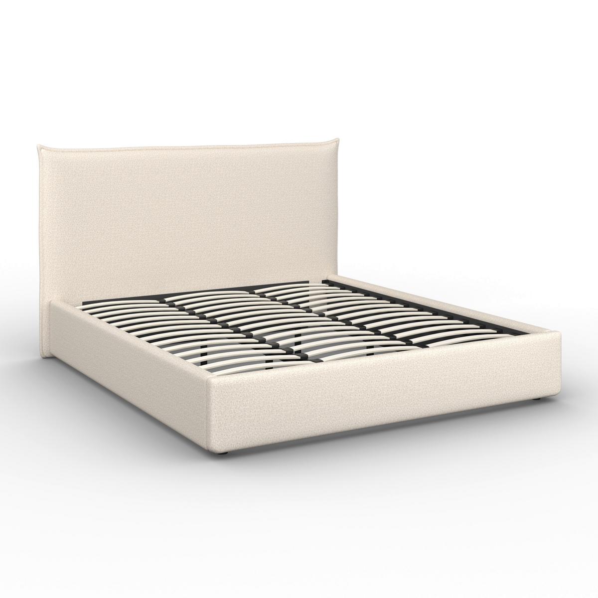 Čalouněná postel ALBA 180x200 cm, béžová - černá/přírodní barvy, Moderní, dřevo/textil (180/200cm) - Bessagi Home