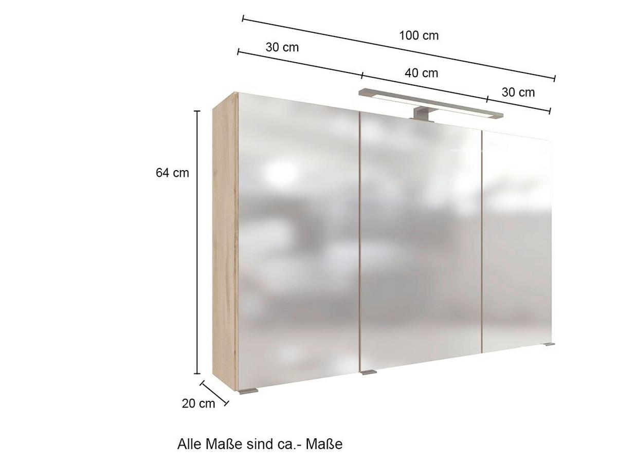 Badmöbel-set 3 -teilig. Manchester B:130cm Weiß Eiche Wotan Dekor - Eichefarben/Weiß, MODERN, Holzwerkstoff/Stein (130cm) - Held