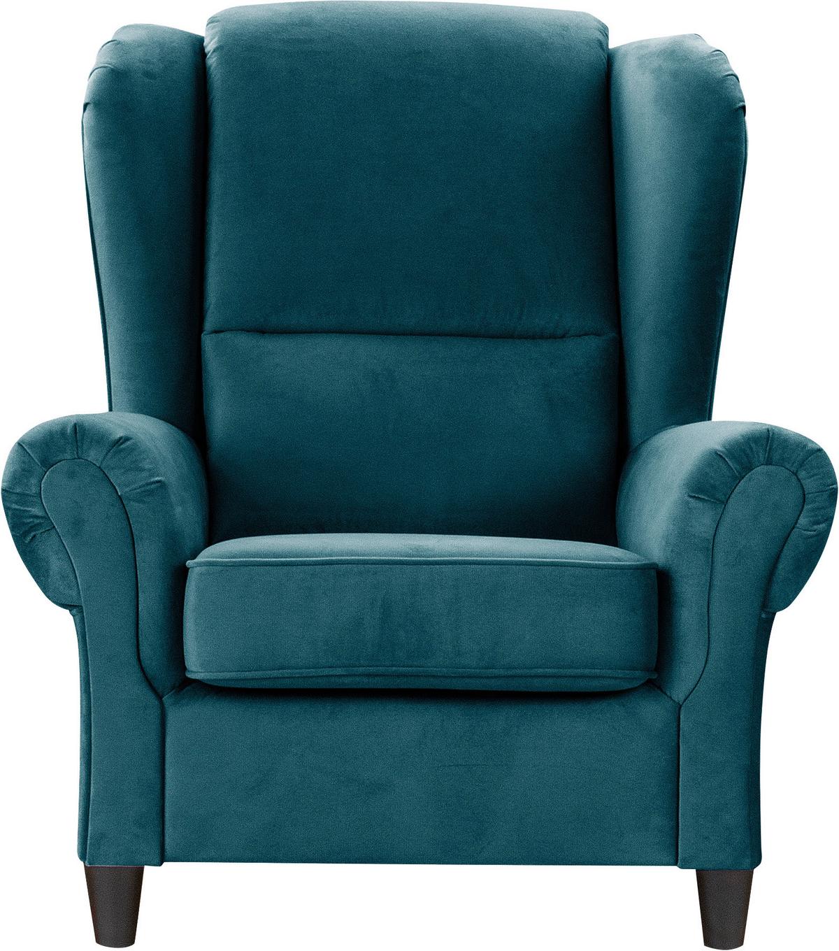 Ohrensessel Baron Petrol B: 94 Cm - Petrol/Schwarz, Design, Textil (94/112/92cm) - MID.YOU