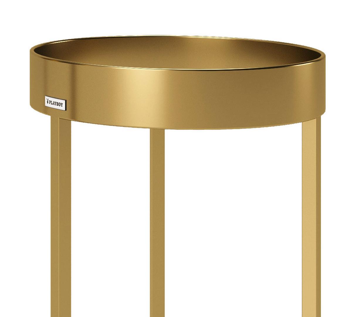 Beistelltisch Rund 2er-set Mary, Goldfarben - Goldfarben, KONVENTIONELL, Glas/Metall (39/39/63cm) - Playboy