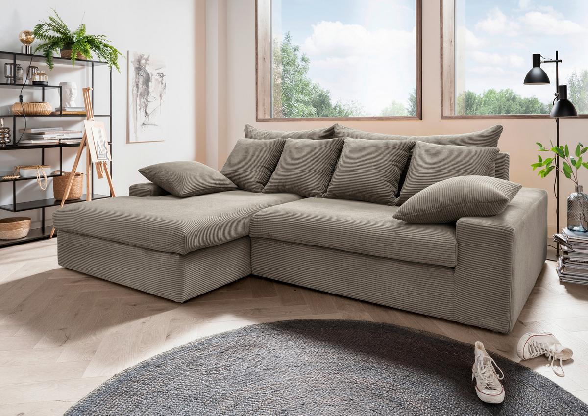 Ecksofa Avellino Graubraun S: 200/278 cm - Graubraun/Schwarz, MODERN, Textil (200/278cm) - Livetastic