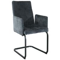 Armlehnstuhl Bordal Dunkelgrau Gepolstert - Dunkelgrau/Schwarz, MODERN, Textil/Metall (52/91/59,5cm) - MID.YOU