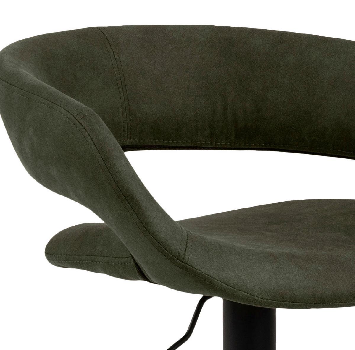 Barhocker Höhenverstellbar Mit Lehne Grace Olivgrün - Schwarz/Olivgrün, Design, Textil/Metall (54/83-104/49cm) - MID.YOU