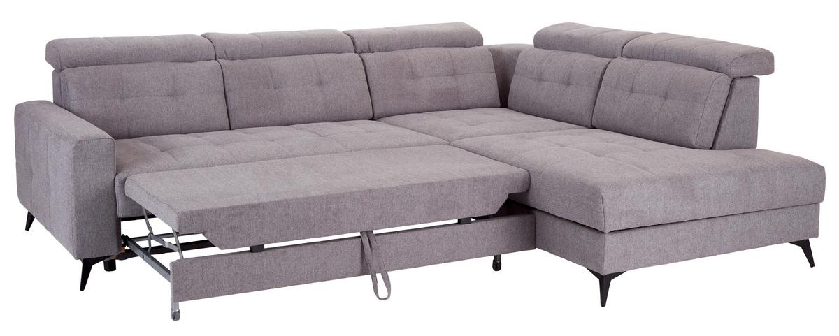 Ecksofa mit Bettfunktion & Bettkasten Barletta Grau - Schwarz/Grau, MODERN, Textil (289/228cm) - Luca Bessoni