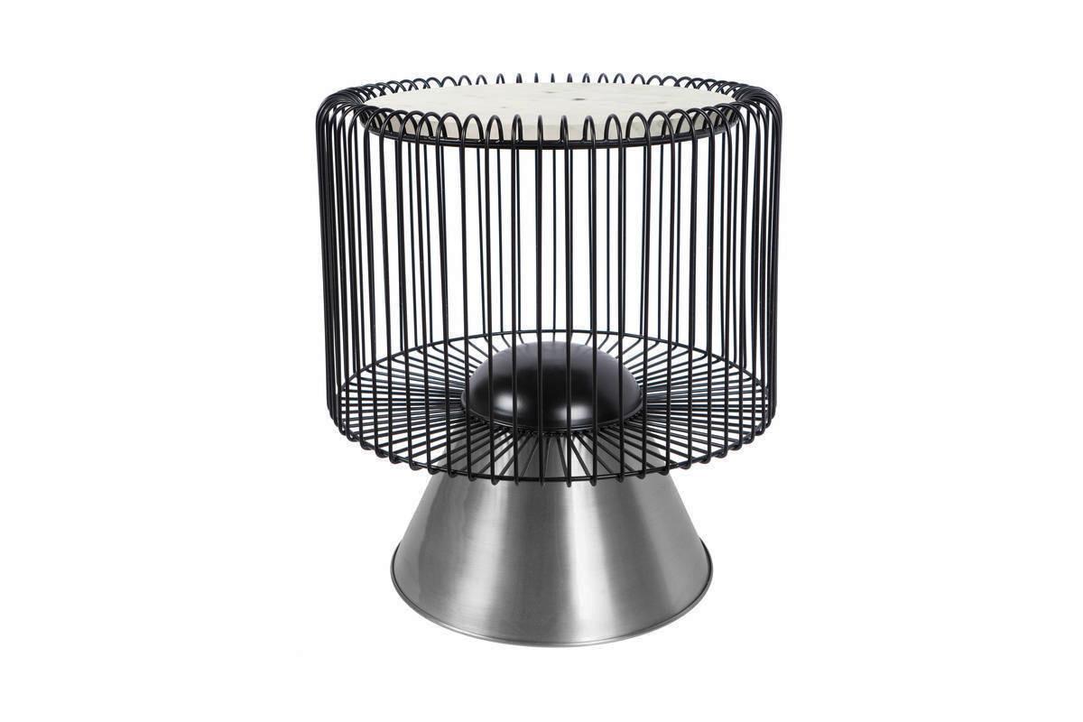 Beistelltisch Malibu Schwarz/Silberfarben/Weiß