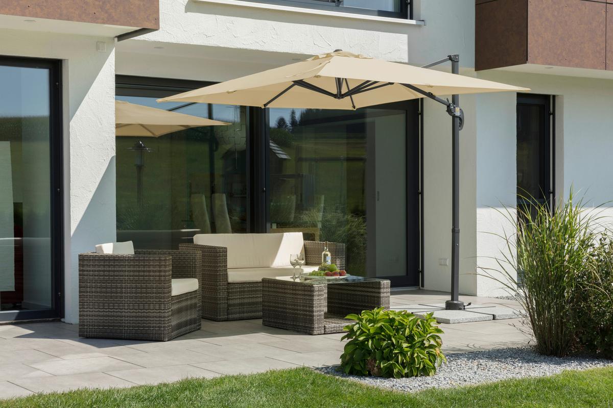 Ampelschirm Rhodos Junior Bxhxt: 300x239x230 Cm Naturfarben - Anthrazit/Naturfarben, Basics, Textil/Metall (300/239/230cm) - Schneider