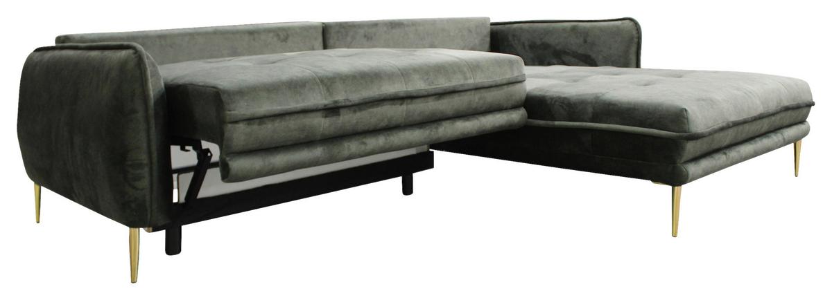 Ecksofa Whisper Grün S: 264x196 cm - Goldfarben/Grün, Design, Textil (264/196cm) - MID.YOU