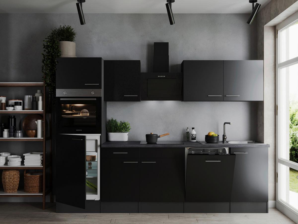 Küchenblock Oliver Grau, Schwarz B: 280 cm - Schwarz/Grau, Design, Holzwerkstoff (280cm) - Respekta