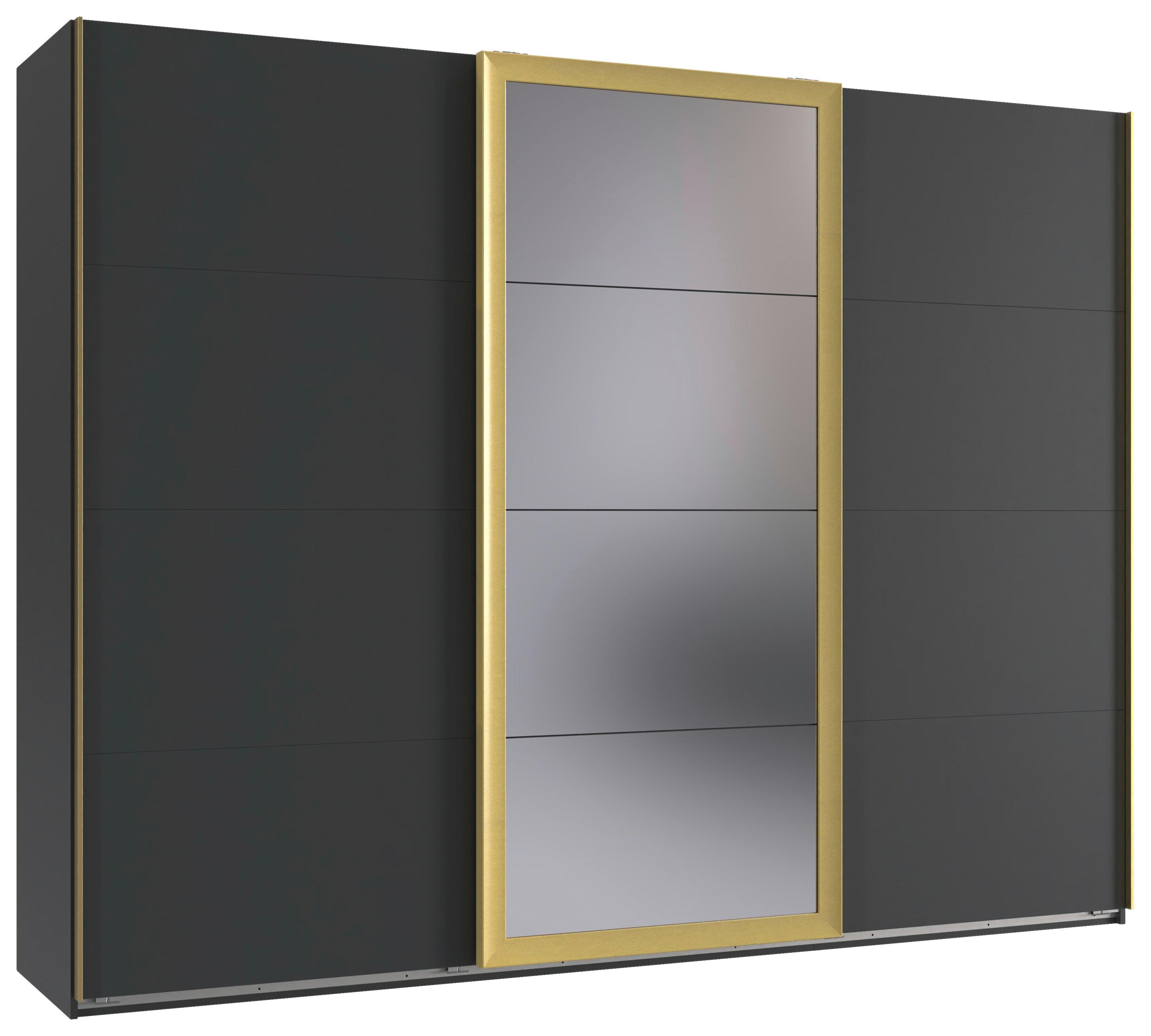 Šatní skříň KATAR - barvy grafitu/barvy zlata, Moderní, kov/kompozitní dřevo (225/208/64cm) - Mömax