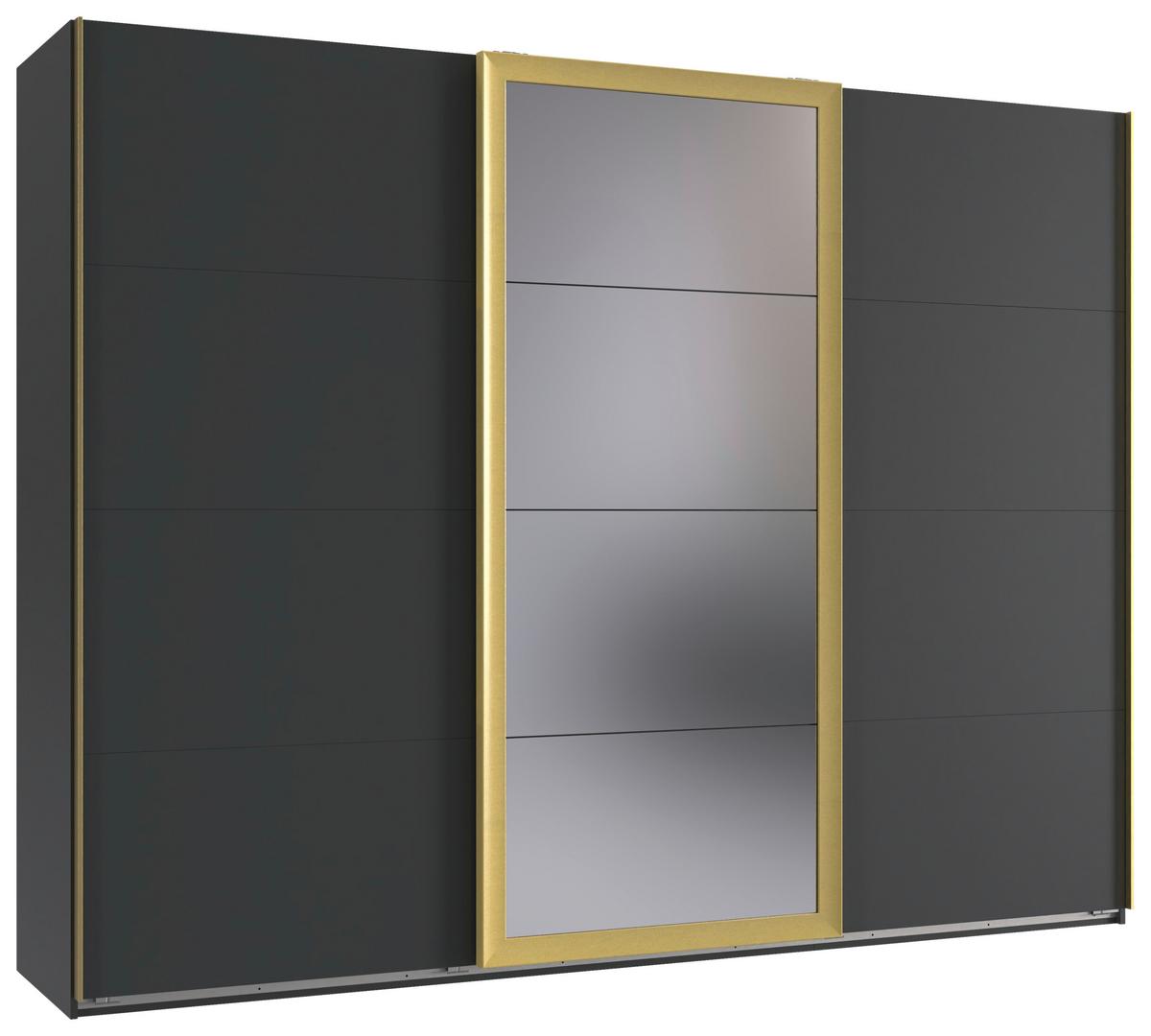Šatní skříň KATAR - barvy grafitu/barvy zlata, Moderní, kov/kompozitní dřevo (225/208/64cm) - Mömax