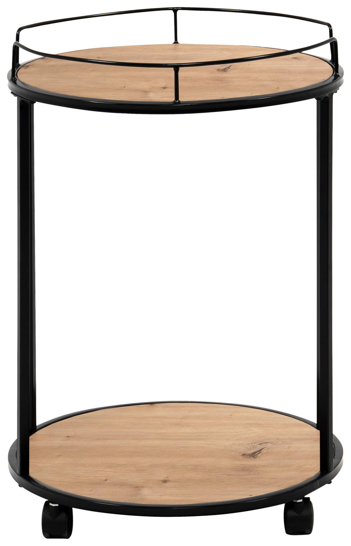 Servierwagen Tromso Artisan Oak Dekor, B: 44 cm - Schwarz/Eiche Artisan, Trend, Holzwerkstoff/Kunststoff (44/61,5/44cm)