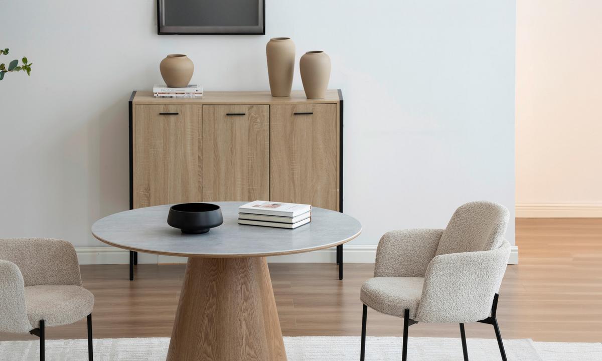 Étkezőasztal Aiden - tölgyfa színű/szürke, Modern, faalapú anyag/fa (120/120/75cm) - MID.YOU