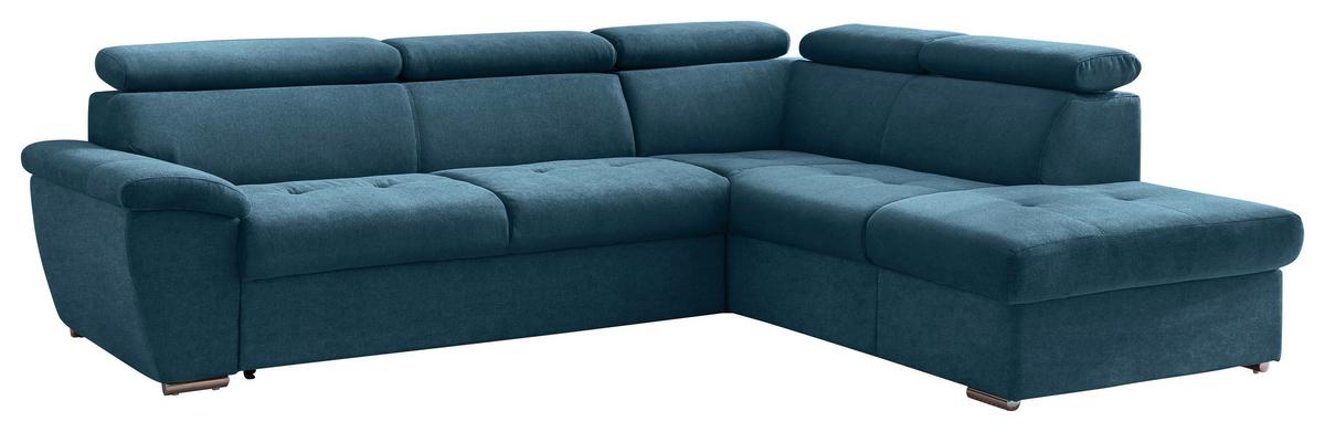 Ecksofa mit Schlaffunktion und Bettkasten Antero Hellblau - Chromfarben/Hellblau, Design, Textil (262/216cm) - Livetastic